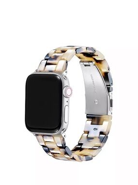 Posh Tech Tortoiseshell Resin Link Watch Band for Smartwatch - Cream/Black
